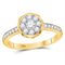 14kt Yellow Gold Women's Diamond Flower Cluster Ring-Rings And Bands-JadeMoghul Inc.