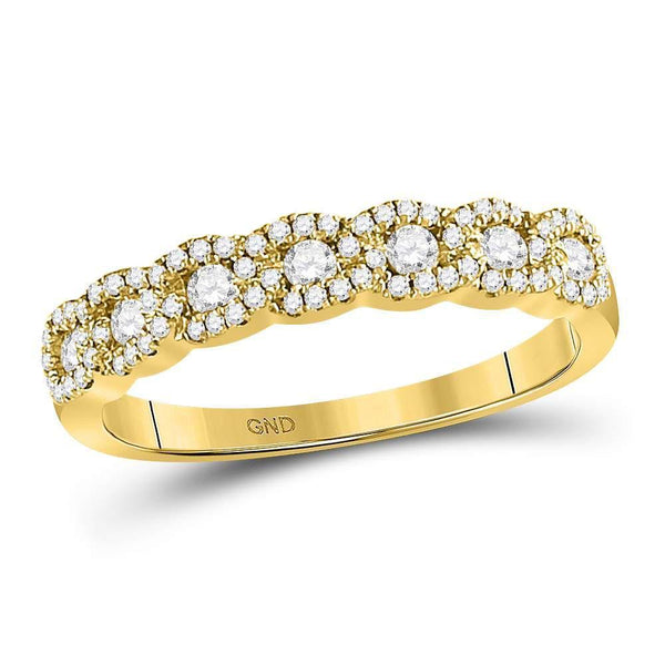 14kt Yellow Gold Women's Diamond Linked Circles Band Ring 1/2 Cttw-Gold & Diamond Rings-JadeMoghul Inc.