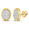 14kt Yellow Gold Women's Diamond Oval Cluster Earrings 1/2 Cttw-Gold & Diamond Earrings-JadeMoghul Inc.