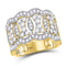 14kt Yellow Gold Women's Diamond Overlapping Ovals Fashion Ring 1-1/3 Cttw-Gold & Diamond Rings-JadeMoghul Inc.