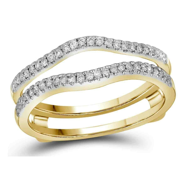 14kt Yellow Gold Women's Diamond Ring Guard Wrap Solitaire Band Enhancer 1/4 Cttw - FREE Shipping (US/CAN)-Gold & Diamond Wedding Jewelry-6-JadeMoghul Inc.