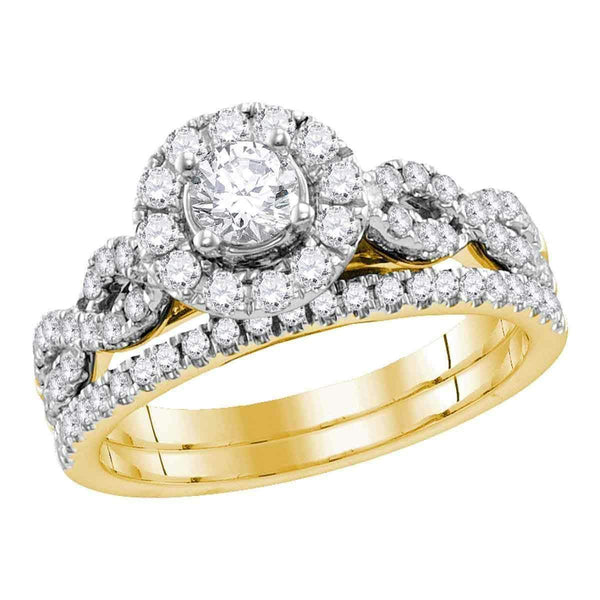 14kt Yellow Gold Women's Diamond Round EGL Bridal Wedding Engagement Ring Band Set 1.00 Cttw - FREE Shipping (US/CAN)-Gold & Diamond Wedding Ring Sets-5.5-JadeMoghul Inc.