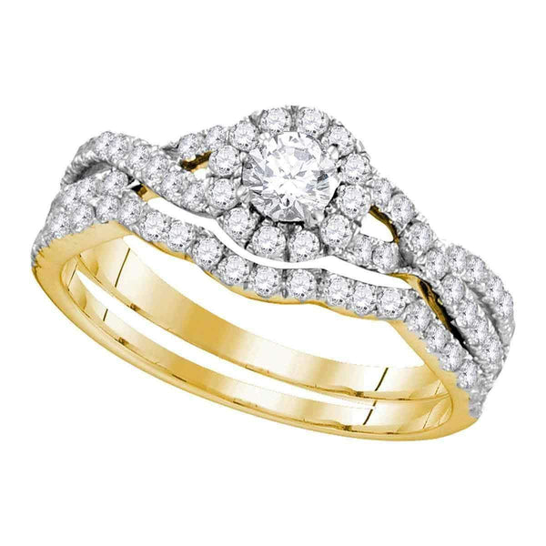 14kt Yellow Gold Women's Diamond Round EGL Bridal Wedding Engagement Ring Band Set 1.00 Cttw - FREE Shipping (US/CAN)-Gold & Diamond Wedding Ring Sets-5-JadeMoghul Inc.