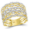 14kt Yellow Gold Women's Diamond Symmetrical Open Strand Band Ring 1-1/3 Cttw-Gold & Diamond Rings-JadeMoghul Inc.