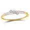 14kt Yellow Gold Women's Diamond Triple Cluster Bangle Bracelet 1-1/4 Cttw-Gold & Diamond Bracelets-JadeMoghul Inc.