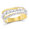 14kt Yellow Gold Women's Diamond Triple Row Diagonal Band Ring 1/2 Cttw-Gold & Diamond Rings-JadeMoghul Inc.
