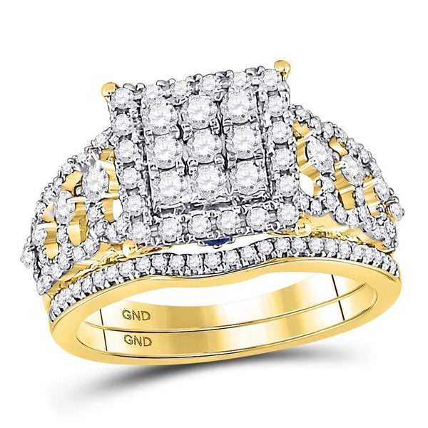 14kt Yellow Gold Women's Diamond Vintage-inspired Bridal or Engagement Ring Band Set 1.00 Cttw-Gold & Diamond Wedding Jewelry-JadeMoghul Inc.
