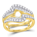 14kt Yellow Gold Women's Diamond Wrap Ring Guard Enhancer Wedding Band 3/4 Cttw-Gold & Diamond Rings-JadeMoghul Inc.
