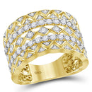 14kt Yellow Gold Women's Diamond Zigzag Chevron Symmetrical Band Ring 1-1/5 Cttw-Gold & Diamond Rings-JadeMoghul Inc.