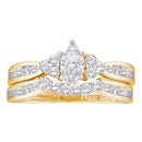 14kt Yellow Gold Women's Marquise Diamond Bridal Wedding Engagement Ring Band Set 1/2 Cttw - FREE Shipping (US/CAN)-Gold & Diamond Wedding Ring Sets-5-JadeMoghul Inc.