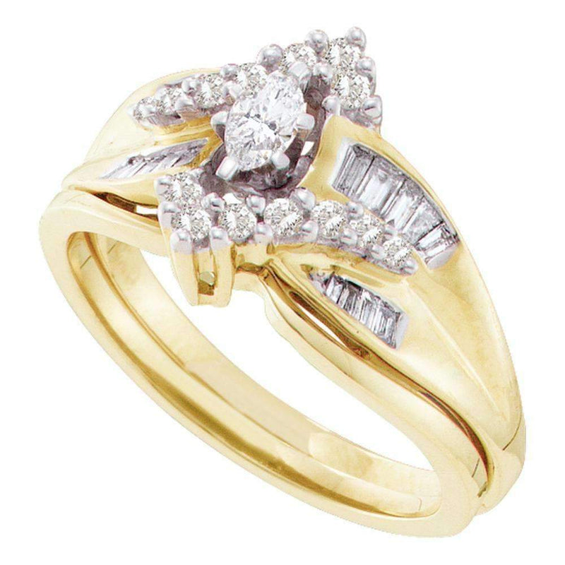 14kt Yellow Gold Women's Marquise Diamond Bridal Wedding Engagement Ring Band Set 1/2 Cttw - FREE Shipping (US/CAN)-Wedding Jewelry-5-JadeMoghul Inc.