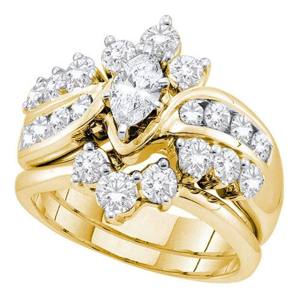 14kt Yellow Gold Women's Marquise Diamond Bridal Wedding Engagement Ring Band Set 2.00 Cttw - FREE Shipping (US/CAN)-Gold & Diamond Wedding Ring Sets-5-JadeMoghul Inc.