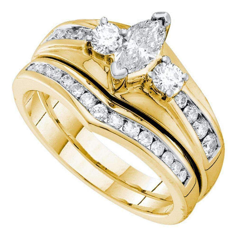 14kt Yellow Gold Women's Marquise Diamond Bridal Wedding Engagement Ring Band Set Cttw - FREE Shipping (US/CAN)-Gold & Diamond Wedding Ring Sets-JadeMoghul Inc.