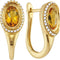 14kt Yellow Gold Women's Oval Natural Citrine Diamond Hoop Earrings 1-5 Cttw - FREE Shipping (US/CAN)-Gold & Diamond Earrings-JadeMoghul Inc.