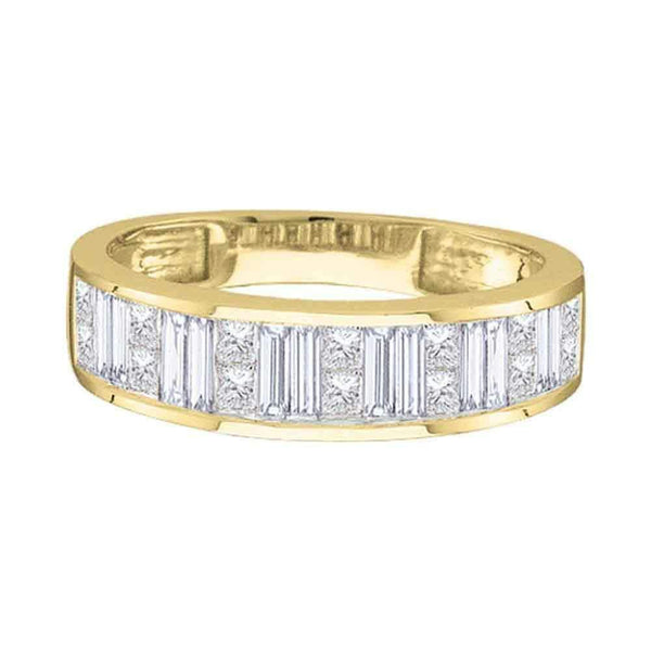 14kt Yellow Gold Women's Princess Baguette Diamond Wedding Band 1/4 Cttw - FREE Shipping (US/CAN) - Size 9-Gold & Diamond Wedding Jewelry-5-JadeMoghul Inc.