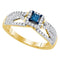 14kt Yellow Gold Women's Princess Blue Color Enhanced Diamond Solitaire Bridal Wedding Engagement Ring 1/2 Cttw - FREE Shipping (US/CAN)-Gold & Diamond Engagement & Anniversary Rings-5-JadeMoghul Inc.