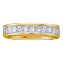 14kt Yellow Gold Women's Princess Channel-set Diamond Single Row Wedding Band 1 Cttw - FREE Shipping (US/CAN)-Gold & Diamond Wedding Jewelry-5-JadeMoghul Inc.