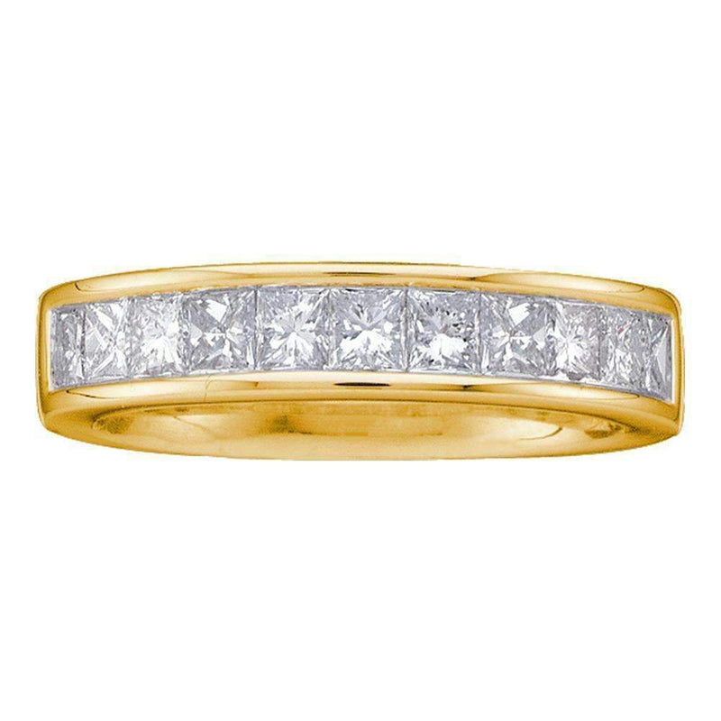 14kt Yellow Gold Women's Princess Channel-set Diamond Single Row Wedding Band 1 Cttw - FREE Shipping (US/CAN) - Size 8-Gold & Diamond Wedding Jewelry-JadeMoghul Inc.