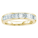 14kt Yellow Gold Women's Princess Channel-set Diamond Single Row Wedding Band 1/2 Cttw - FREE Shipping (US/CAN)-Gold & Diamond Wedding Jewelry-6.5-JadeMoghul Inc.