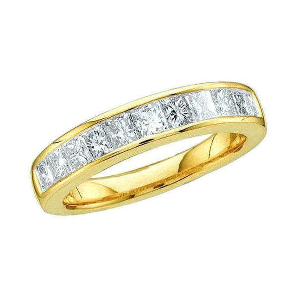 14kt Yellow Gold Women's Princess Channel-set Diamond Single Row Wedding Band 1/2 Cttw - FREE Shipping (US/CAN) - Size 6-Gold & Diamond Wedding Jewelry-5-JadeMoghul Inc.