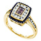 14kt Yellow Gold Women's Princess Cognac-brown Black Color Enhanced Diamond Cluster Ring 1/2 Cttw - FREE Shipping (US/CAN)-Rings And Bands-5-JadeMoghul Inc.