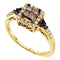 14kt Yellow Gold Women's Princess Cognac-brown Color Enhanced Diamond Cluster Ring 1/2 Cttw - FREE Shipping (US/CAN)-Gold & Diamond Fashion Rings-5-JadeMoghul Inc.