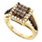 14kt Yellow Gold Women's Princess Cognac-brown Color Enhanced Diamond Framed Cluster Ring 1.00 Cttw - FREE Shipping (US/CAN)-Gold & Diamond Fashion Rings-5-JadeMoghul Inc.