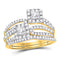 14kt Yellow Gold Women's Princess Diamond 2-Stone Bridal or Engagement Ring Band Set 1.00 Cttw-Gold & Diamond Wedding Jewelry-JadeMoghul Inc.