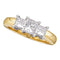 14kt Yellow Gold Women's Princess Diamond 3-stone Bridal Wedding Engagement Ring 1/2 Cttw - FREE Shipping (US/CAN)-Gold & Diamond Engagement & Anniversary Rings-5-JadeMoghul Inc.