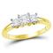 14kt Yellow Gold Women's Princess Diamond 3-stone Bridal Wedding Engagement Ring 3/4 Cttw - FREE Shipping (US/CAN)-Gold & Diamond Engagement & Anniversary Rings-5-JadeMoghul Inc.