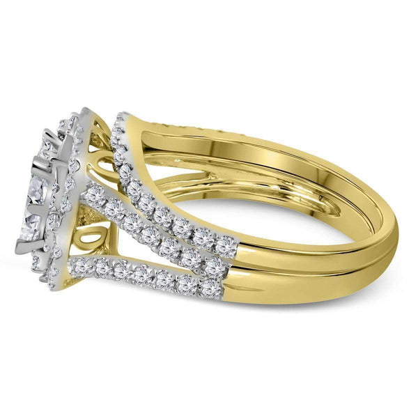 14kt Yellow Gold Women's Princess Diamond Bridal Wedding Engagement Ring Band Set 1-1-2 Cttw - FREE Shipping (US/CAN)-Wedding Jewelry-JadeMoghul Inc.