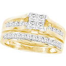 14kt Yellow Gold Women's Princess Diamond Bridal Wedding Engagement Ring Band Set 1-1/2 Cttw - FREE Shipping (US/CAN)-Gold & Diamond Wedding Ring Sets-5-JadeMoghul Inc.