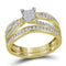 14kt Yellow Gold Womens Princess Diamond Bridal Wedding Engagement Ring Band Set 1-2 Cttw-Gold & Diamond Wedding Ring Sets-JadeMoghul Inc.