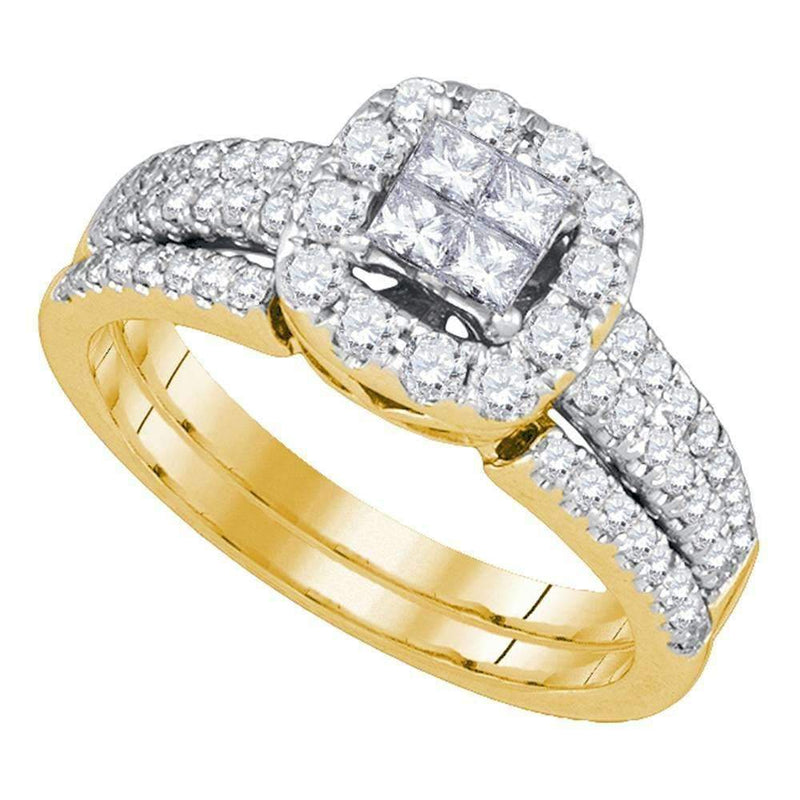 14kt Yellow Gold Women's Princess Diamond Bridal Wedding Engagement Ring Band Set 1.00 Cttw - FREE Shipping (US/CAN)-Gold & Diamond Wedding Ring Sets-5-JadeMoghul Inc.