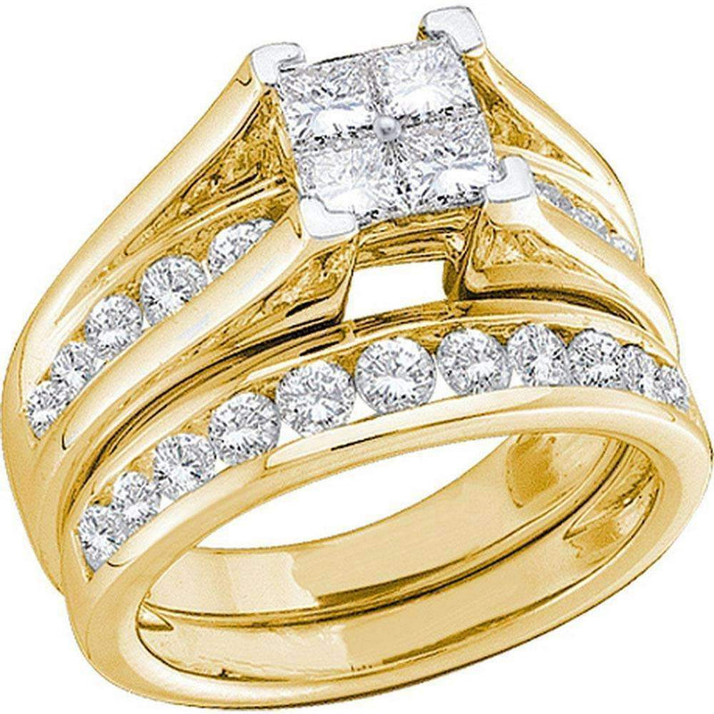 14kt Yellow Gold Women's Princess Diamond Bridal Wedding Engagement Ring Band Set 1.00 Cttw - FREE Shipping (US/CAN) - Size 8-Gold & Diamond Wedding Ring Sets-11-JadeMoghul Inc.