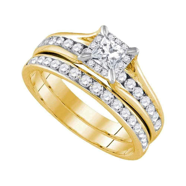 14kt Yellow Gold Women's Princess Diamond Bridal Wedding Engagement Ring Band Set 1.00 Cttw - FREE Shipping (US/CAN)-Wedding Jewelry-5.5-JadeMoghul Inc.