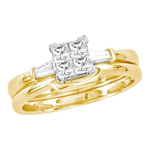 14kt Yellow Gold Women's Princess Diamond Bridal Wedding Engagement Ring Band Set 1/2 Cttw - FREE Shipping (US/CAN)-Wedding Jewelry-5.5-JadeMoghul Inc.