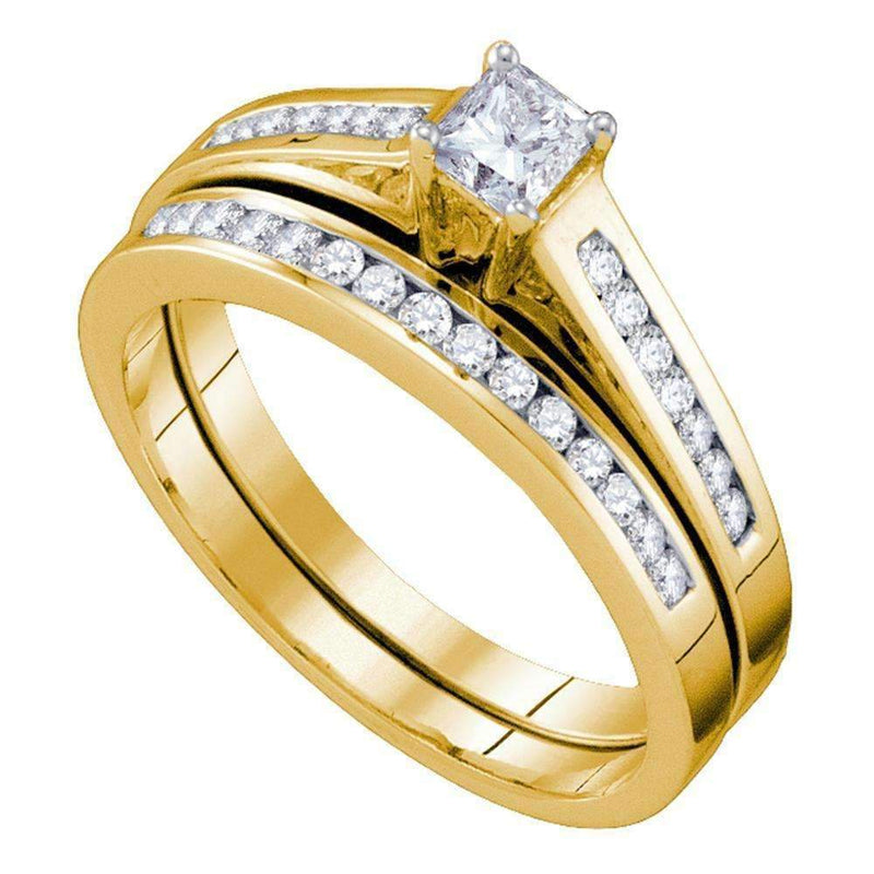 14kt Yellow Gold Women's Princess Diamond Bridal Wedding Engagement Ring Band Set 1/2 Cttw - FREE Shipping (US/CAN)-Wedding Jewelry-6.5-JadeMoghul Inc.