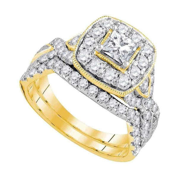 14kt Yellow Gold Women's Princess Diamond Bridal Wedding Engagement Ring Band Set 2.00 Cttw - FREE Shipping (US/CAN)-Gold & Diamond Wedding Ring Sets-5-JadeMoghul Inc.