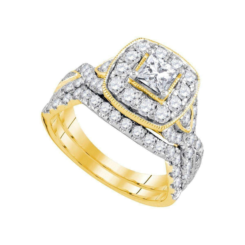 14kt Yellow Gold Women's Princess Diamond Bridal Wedding Engagement Ring Band Set 2.00 Cttw - FREE Shipping (US/CAN)-Gold & Diamond Wedding Ring Sets-5-JadeMoghul Inc.