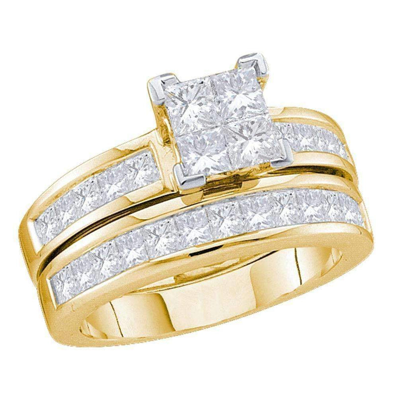 14kt Yellow Gold Women's Princess Diamond Bridal Wedding Engagement Ring Band Set 2.00 Cttw - FREE Shipping (US/CAN)-Gold & Diamond Wedding Ring Sets-JadeMoghul Inc.