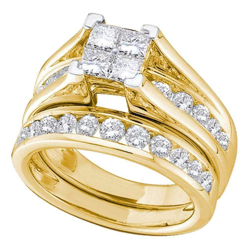 14kt Yellow Gold Women's Princess Diamond Bridal Wedding Engagement Ring Band Set 2.00 Cttw - FREE Shipping (US/CAN)-Wedding Jewelry-5-JadeMoghul Inc.