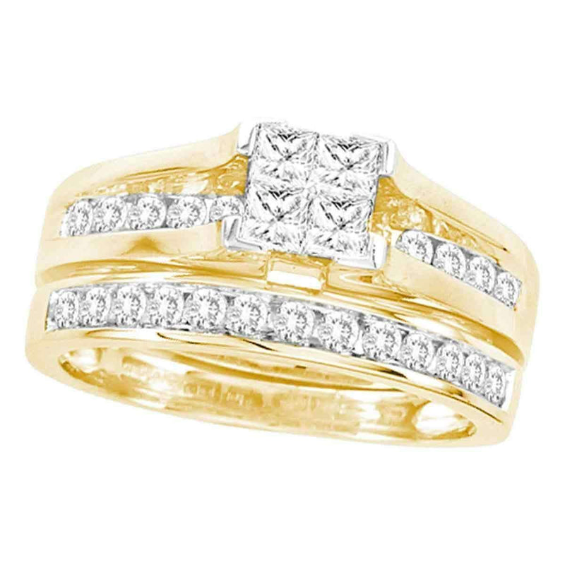14kt Yellow Gold Women's Princess Diamond Bridal Wedding Engagement Ring Band Set 5.00 Cttw - FREE Shipping (US/CAN)-Wedding Jewelry-6.5-JadeMoghul Inc.