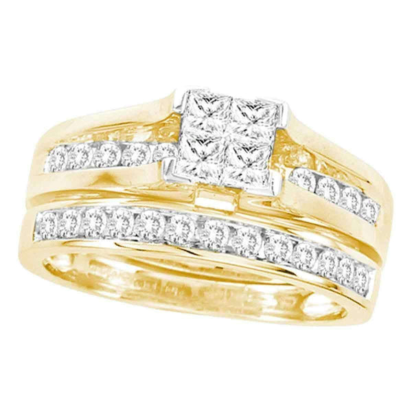14kt Yellow Gold Women's Princess Diamond Bridal Wedding Engagement Ring Band Set 5.00 Cttw - FREE Shipping (US/CAN)-Wedding Jewelry-6.5-JadeMoghul Inc.