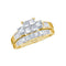 14kt Yellow Gold Womens Princess Diamond Bridal Wedding Engagement Ring Band Set 7-8 Cttw-Gold & Diamond Wedding Ring Sets-JadeMoghul Inc.
