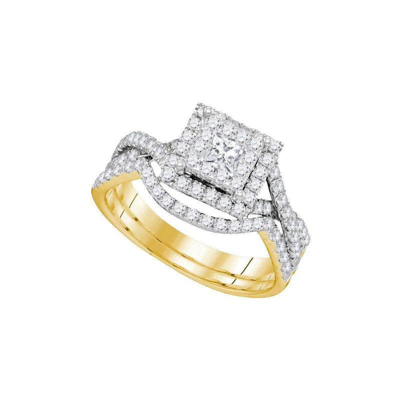 14kt Yellow Gold Women's Princess Diamond Bridal Wedding Engagement Ring Band Set 7/8 Cttw - FREE Shipping (US/CAN)-Gold & Diamond Wedding Ring Sets-6-JadeMoghul Inc.