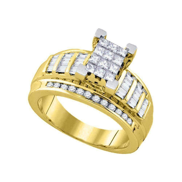 14kt Yellow Gold Women's Princess Diamond Cindy's Dream Cluster Bridal Wedding Engagement Ring 7-8 Cttw - FREE Shipping (US/CAN)-Gold & Diamond Engagement & Anniversary Rings-JadeMoghul Inc.