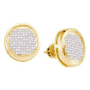 14kt Yellow Gold Women's Princess Diamond Circle Cluster Stud Earrings 1.00 Cttw - FREE Shipping (US/CAN)-Gold & Diamond Earrings-JadeMoghul Inc.
