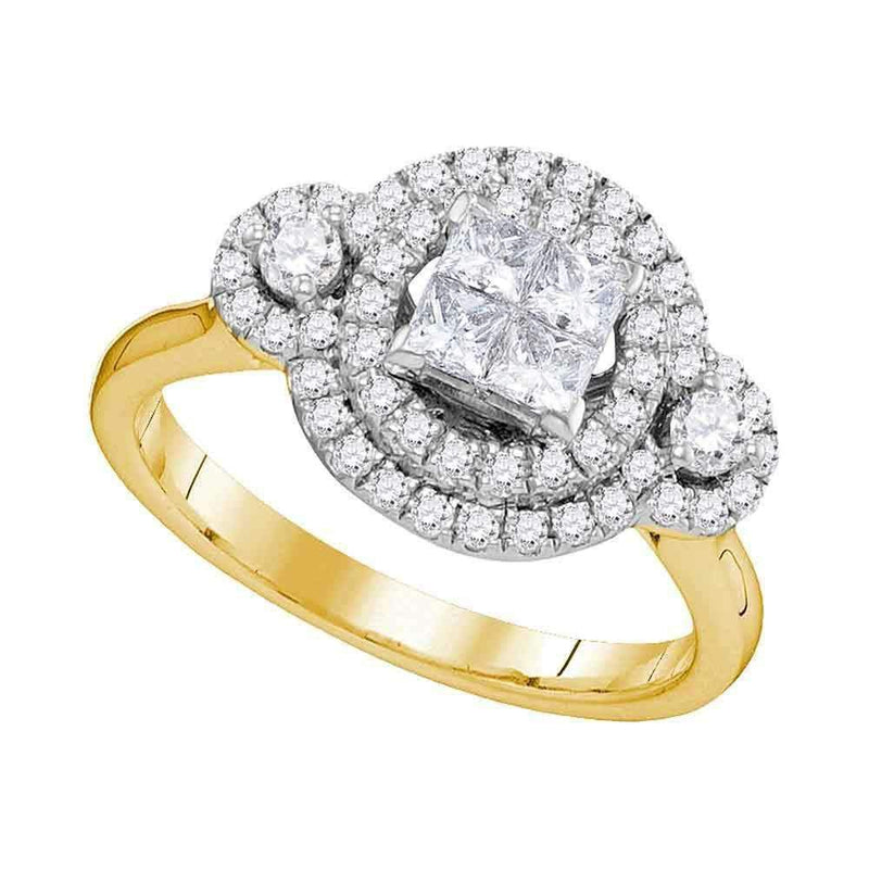 14kt Yellow Gold Women's Princess Diamond Circle Frame Cluster Bridal Wedding Engagement Ring 3/4 Cttw - FREE Shipping (US/CAN)-Gold & Diamond Engagement & Anniversary Rings-5-JadeMoghul Inc.