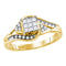 14kt Yellow Gold Women's Princess Diamond Cluster Bridal Wedding Engagement Ring 1-3 Cttw - FREE Shipping (USA/CAN)-Gold & Diamond Engagement & Anniversary Rings-JadeMoghul Inc.